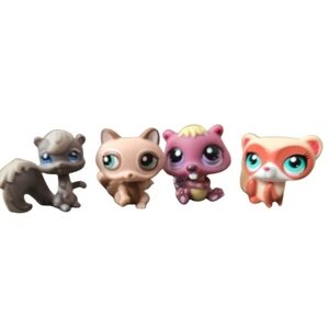 Littlest Pet Shop Squirrel, Raccoon, Beaver & Ferrett